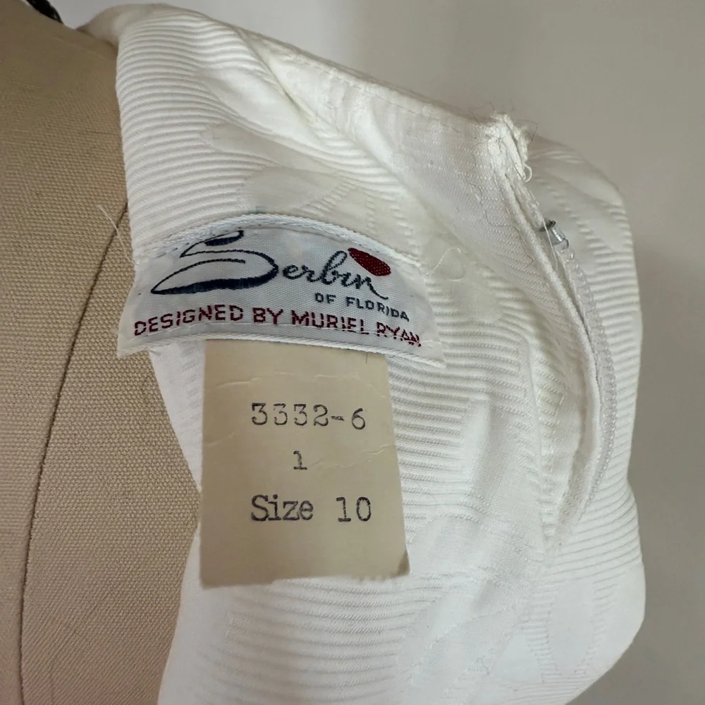White Sleeveless Shift Dress VTG 1960’s. By Muriel Ryan. Serbin Of Florida - Picture 4 of 6